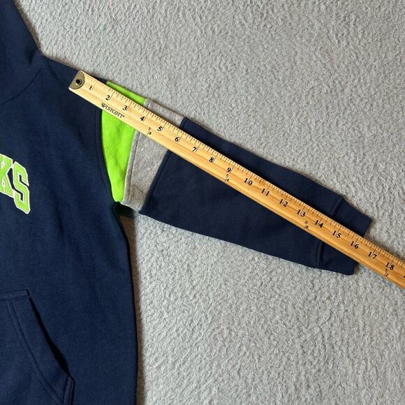 NFL Team Apparel Hoodie Kids M 5/6 Blue Seattle Seahawks Kangaroo Pockets Hoodie - Picture 7 of 12